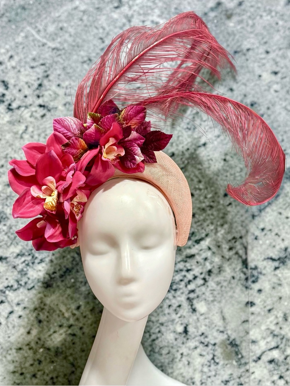 Burgundy fascinator. Wine colored fascinator.
